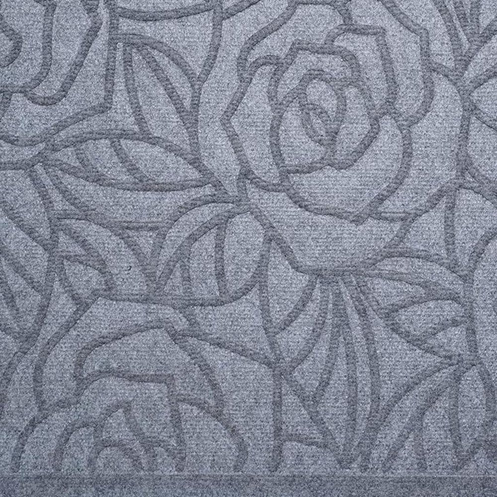 24" X 36" Gray Floral Outdoor Polypropylene Door Mat