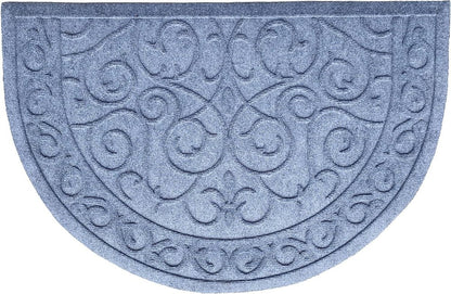 24" X 36" Gray Scrollwork Semi Circle Outdoor Polypropylene Door Mat