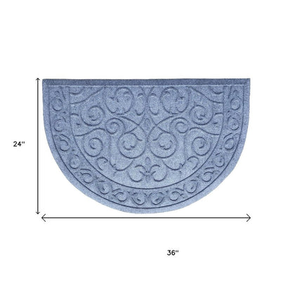 24" X 36" Gray Scrollwork Semi Circle Outdoor Polypropylene Door Mat