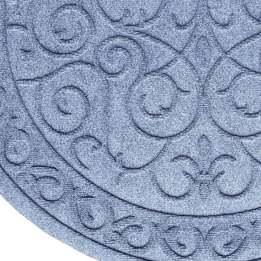 24" X 36" Gray Scrollwork Semi Circle Outdoor Polypropylene Door Mat