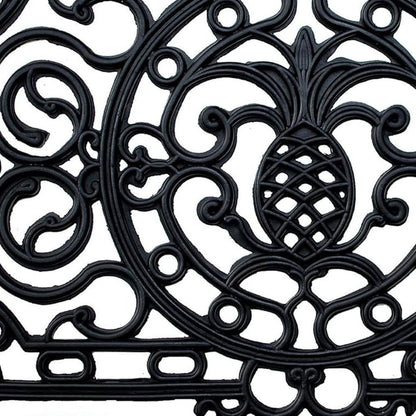 24" X 36" Black Pineapple And Scrollwork Outdoor Rubber Door Mat