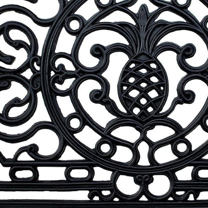 24" X 36" Black Pineapple And Scrollwork Outdoor Rubber Door Mat