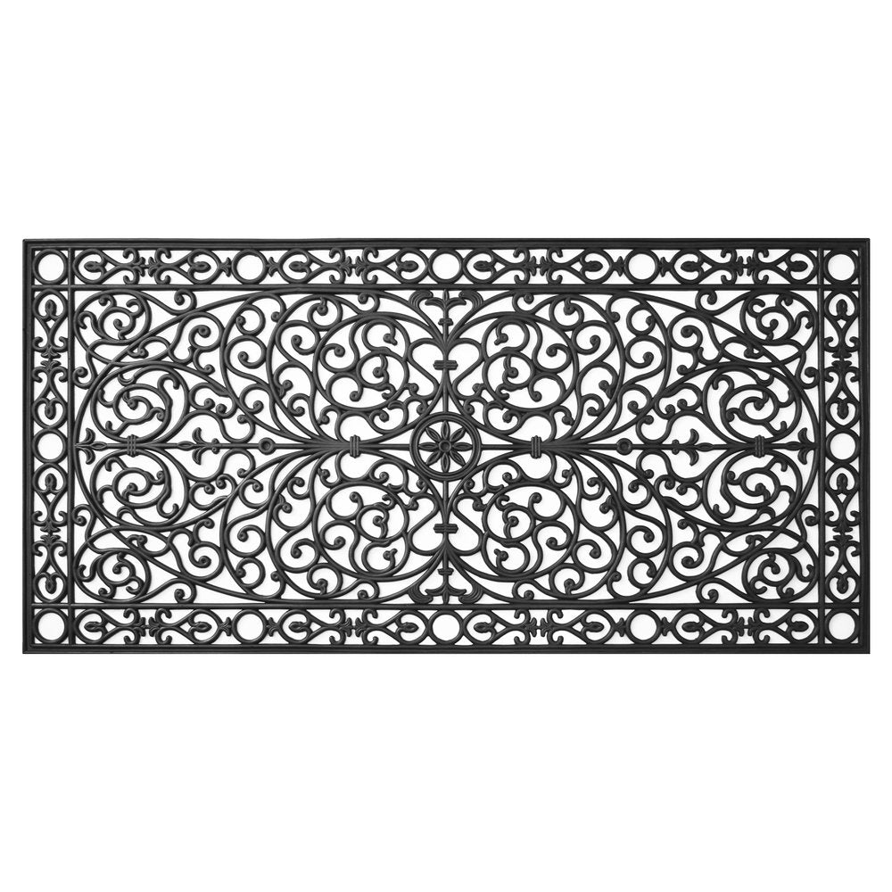 36" X 72" Black Scrollwork Outdoor Rubber Door Mat