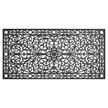 36" X 72" Black Scrollwork Outdoor Rubber Door Mat