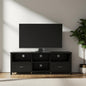70" Black Wood Enclosed and Open Storage TV Stand