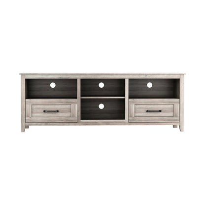70" Gray Wood Enclosed and Open Storage TV Stand