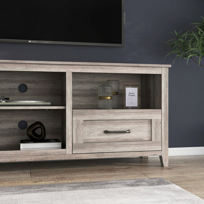 70" Gray Wood Enclosed and Open Storage TV Stand