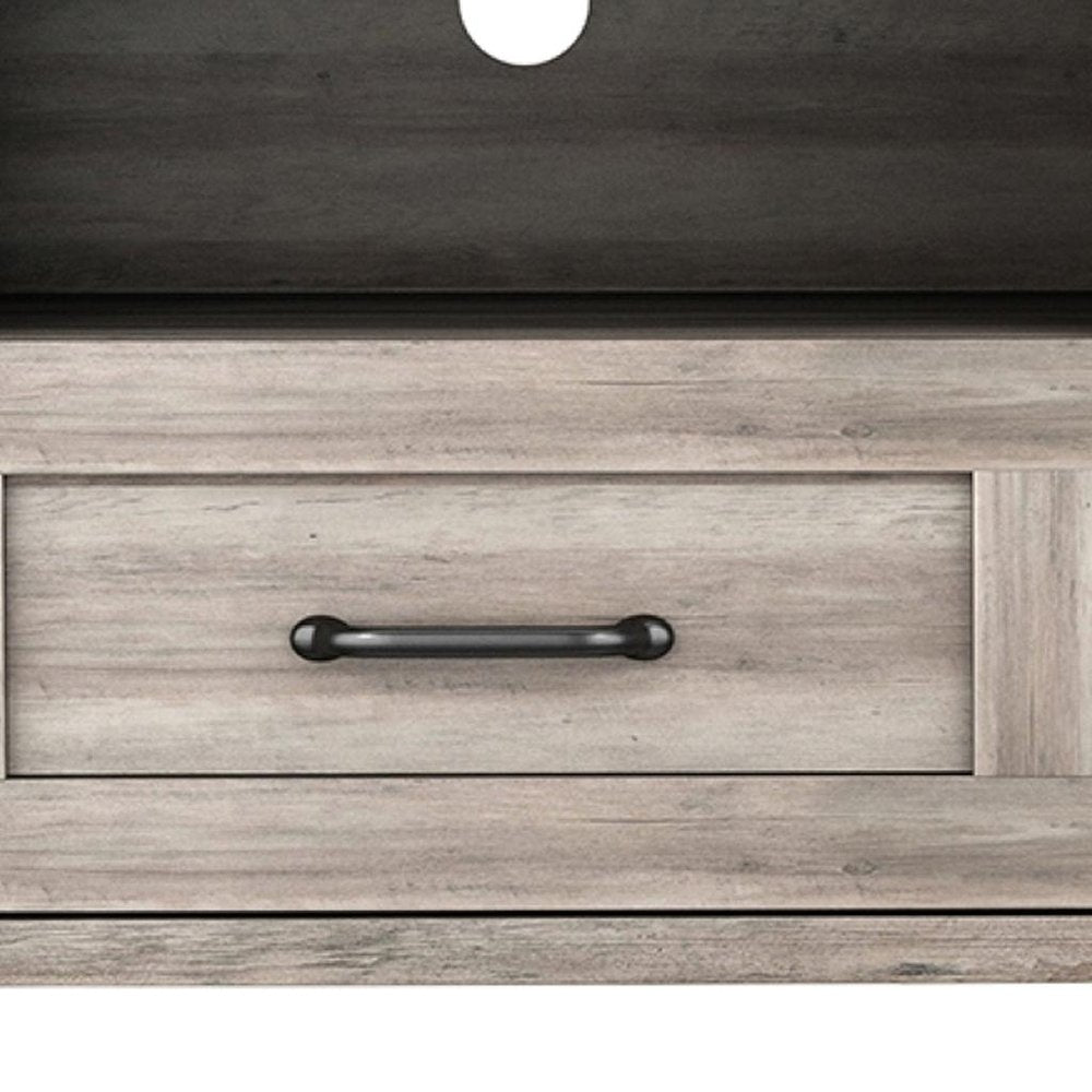 70" Gray Wood Enclosed and Open Storage TV Stand