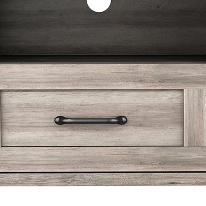 70" Gray Wood Enclosed and Open Storage TV Stand