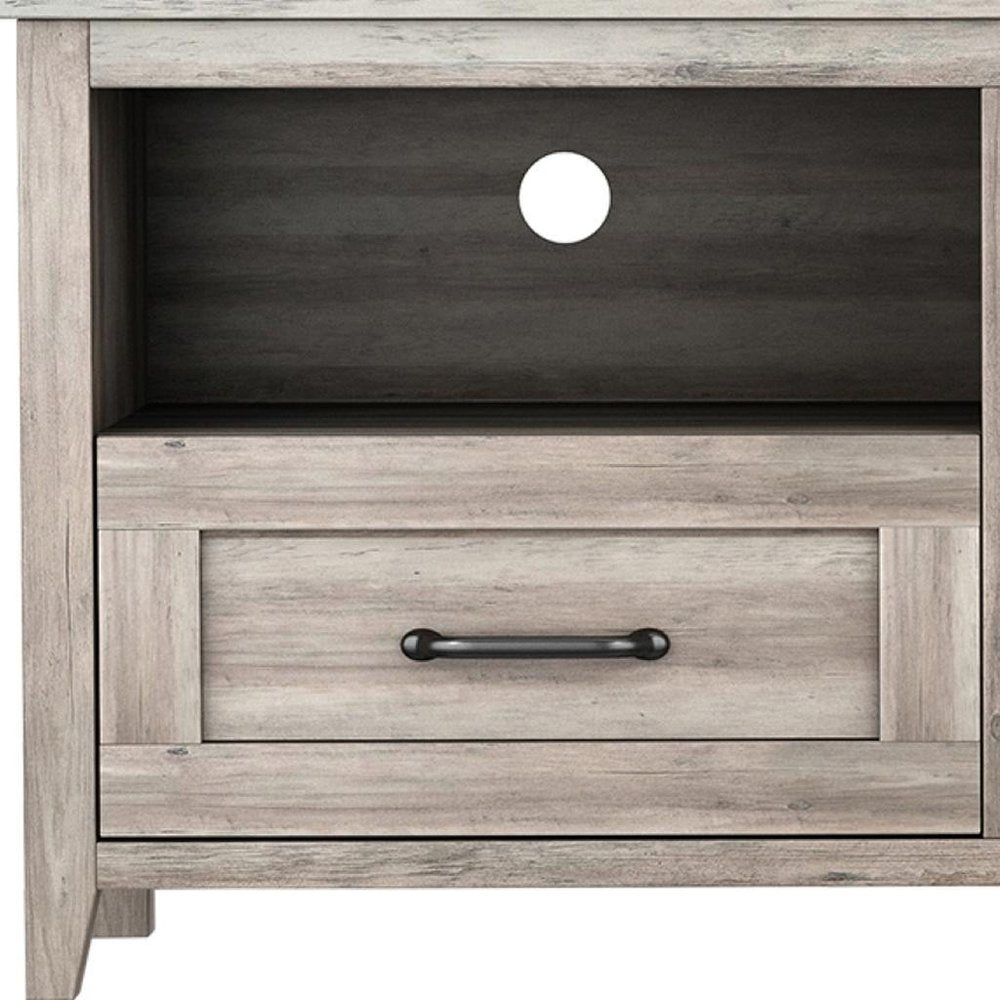 70" Gray Wood Enclosed and Open Storage TV Stand