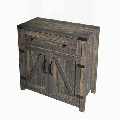 32" Light Brown Wood Accent Cabinet With Two Doors And One Drawer