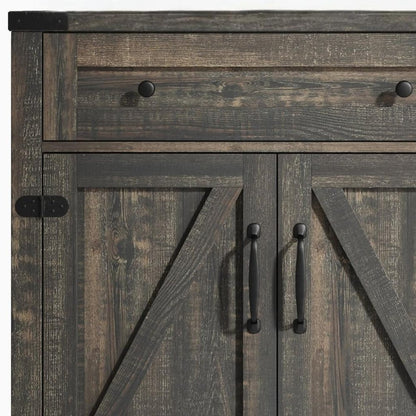 32" Light Brown Wood Accent Cabinet With Two Doors And One Drawer