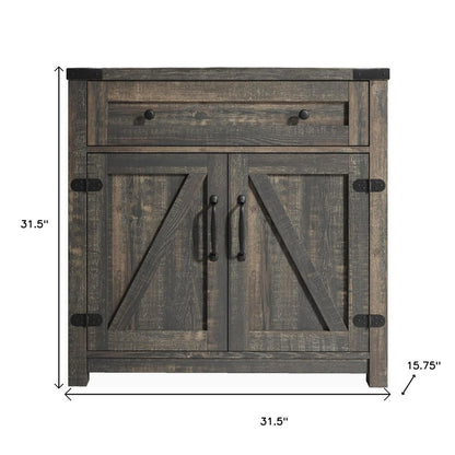 32" Light Brown Wood Accent Cabinet With Two Doors And One Drawer