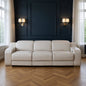 103" Light Gray Italian Leather Reclining USB Sofa