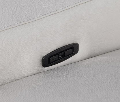 169" Light Gray Italian Leather Reclining USB Sofa