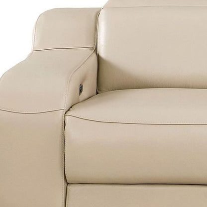 103" Light Gray Italian Leather Reclining USB Sofa
