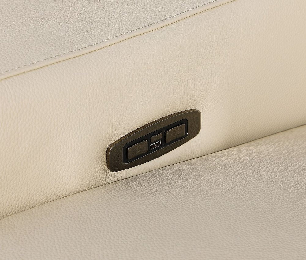 103" Light Gray Italian Leather Reclining USB Sofa