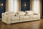129" Light Gray Italian Leather Reclining USB Sofa