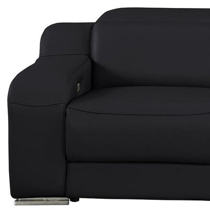 103" Light Gray Italian Leather Reclining USB Sofa