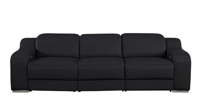 103" Light Gray Italian Leather Reclining USB Sofa
