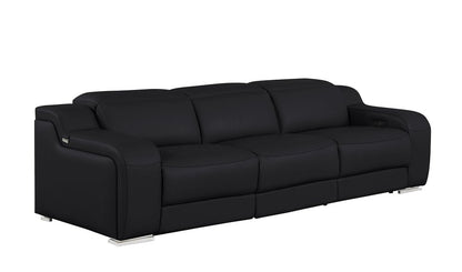 103" Light Gray Italian Leather Reclining USB Sofa