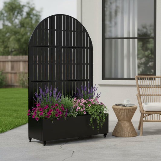 72" X 47" Black Metal Rectangular Planter Box