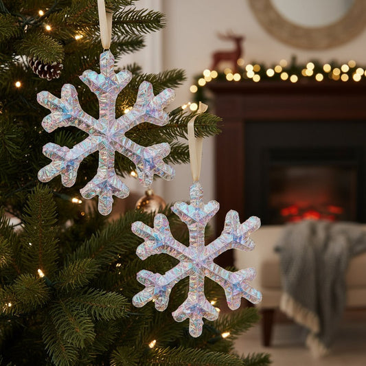 Set of Two White Blue And Pink Shatterproof Animated Hanging Figurine Ornaments