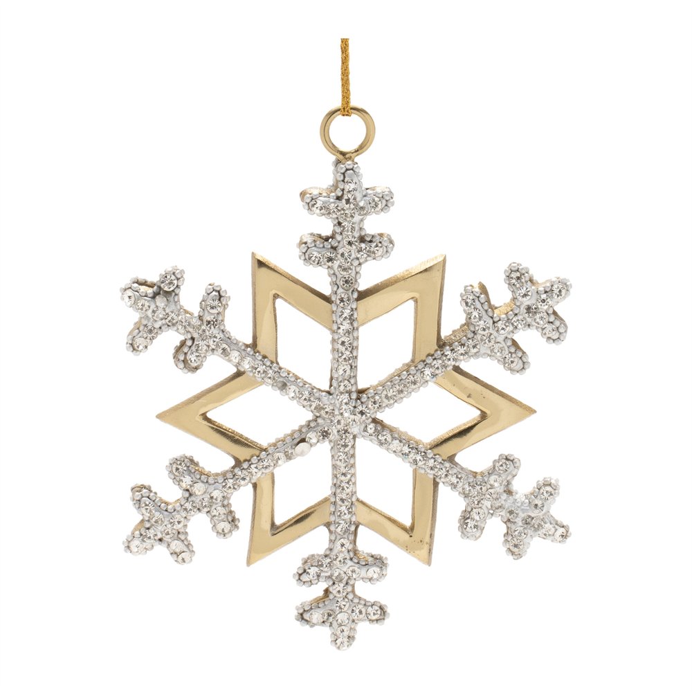 Set of Two Gold And Gray Shatterproof Metal Hanging Figurine Ornaments