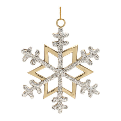 Set of Two Gold And Gray Shatterproof Metal Hanging Figurine Ornaments