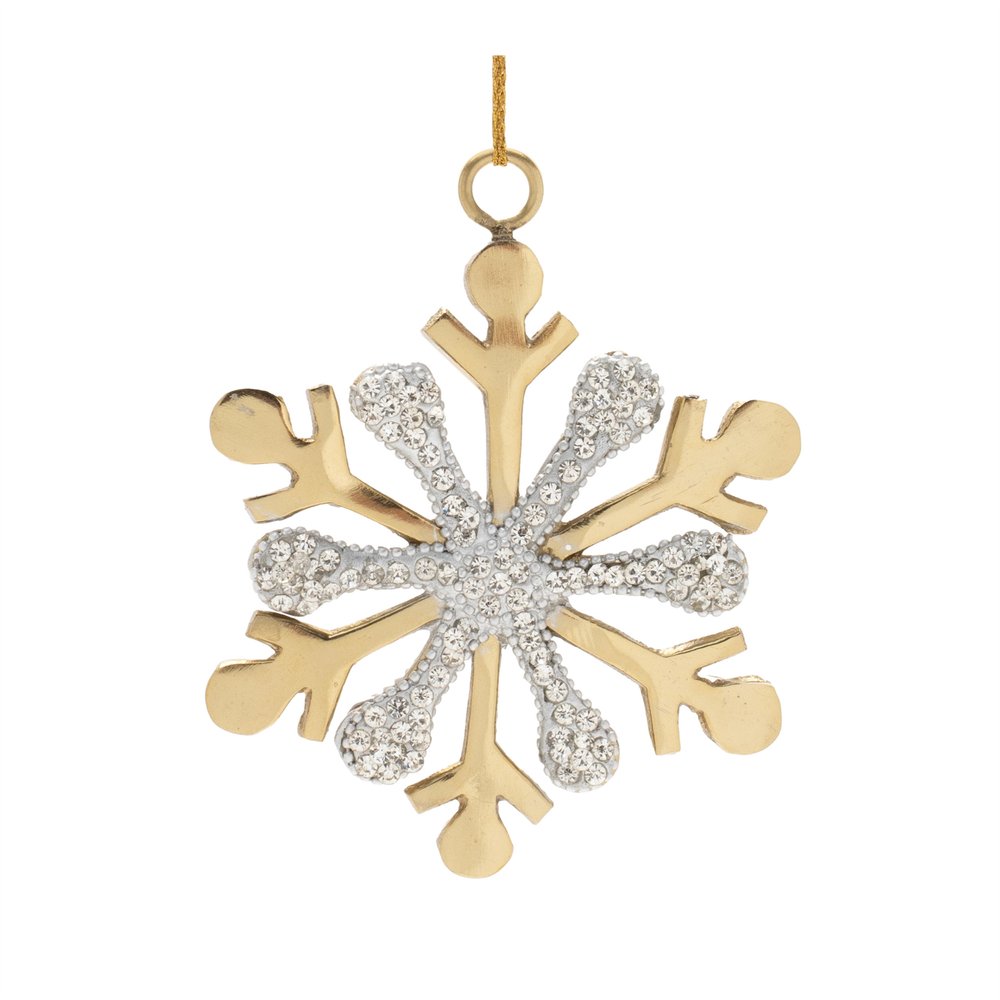 Set of Two Gold And Gray Shatterproof Metal Hanging Figurine Ornaments