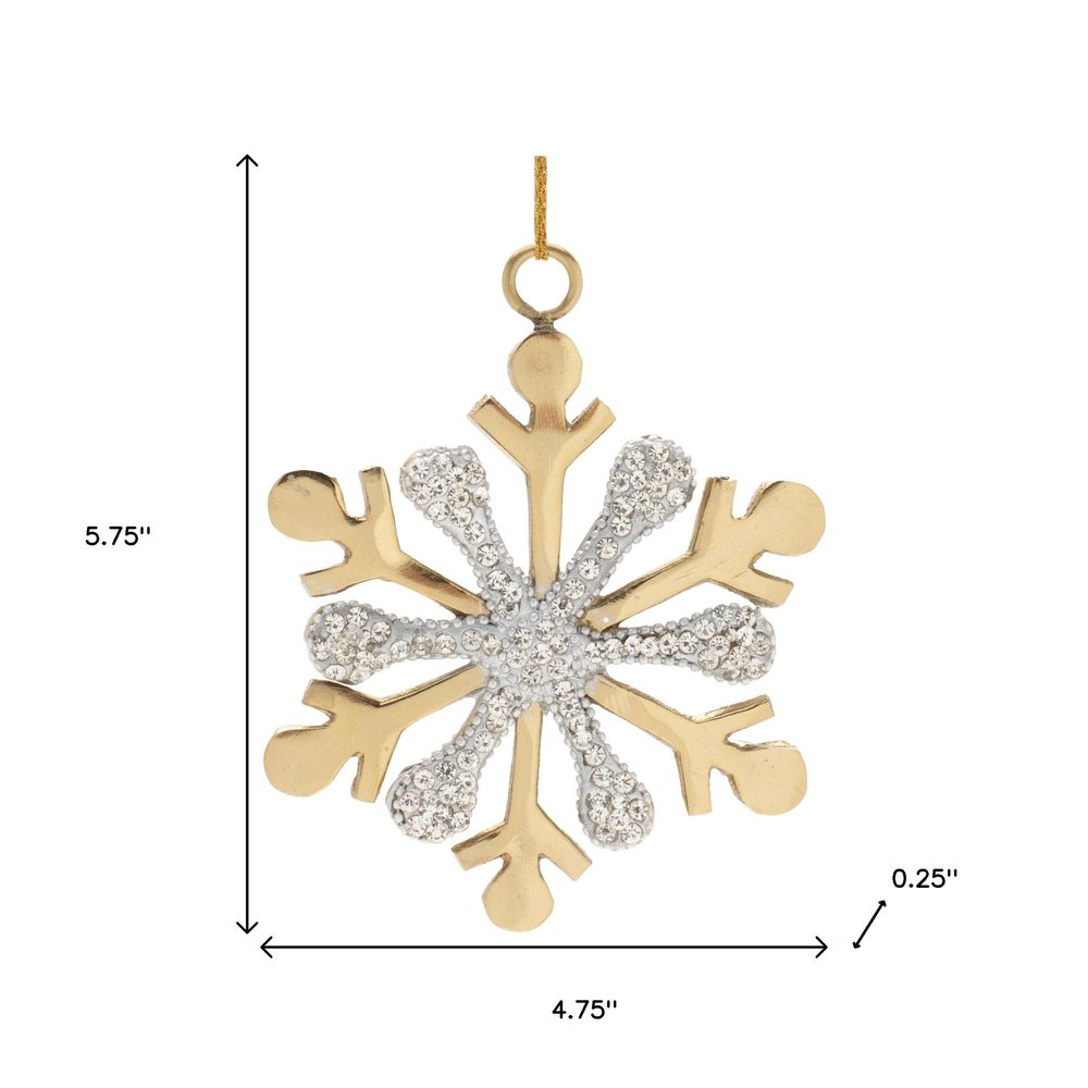 Set of Two Gold And Gray Shatterproof Metal Hanging Figurine Ornaments