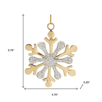 Set of Two Gold And Gray Shatterproof Metal Hanging Figurine Ornaments