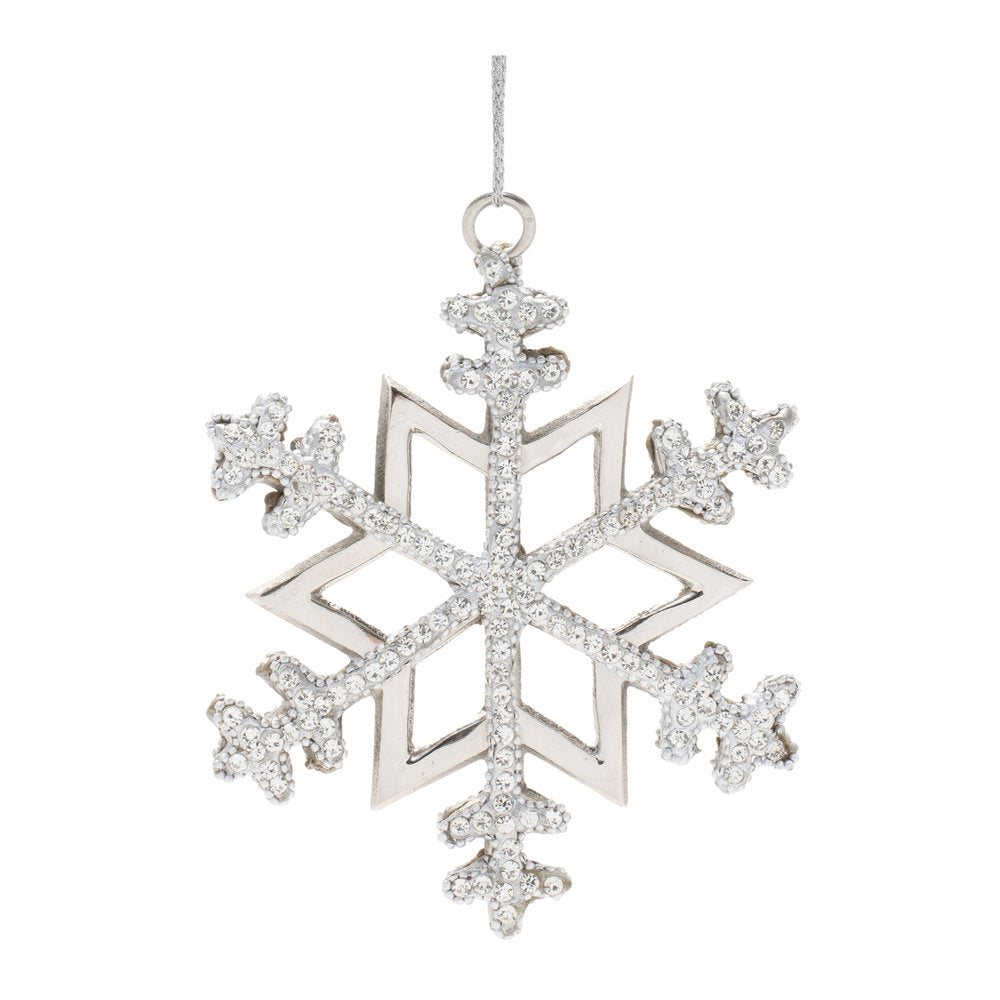 Set of Two Silver Shatterproof Metal Hanging Figurine Ornaments