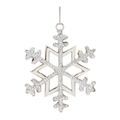 Set of Two Silver Shatterproof Metal Hanging Figurine Ornaments