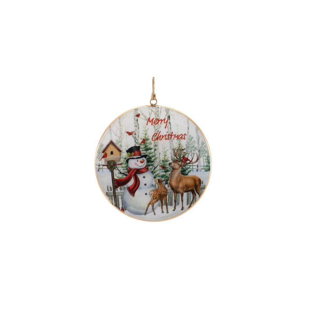 Set of Six White Brown And Red Shatterproof Iron Hanging Figurine Ornaments