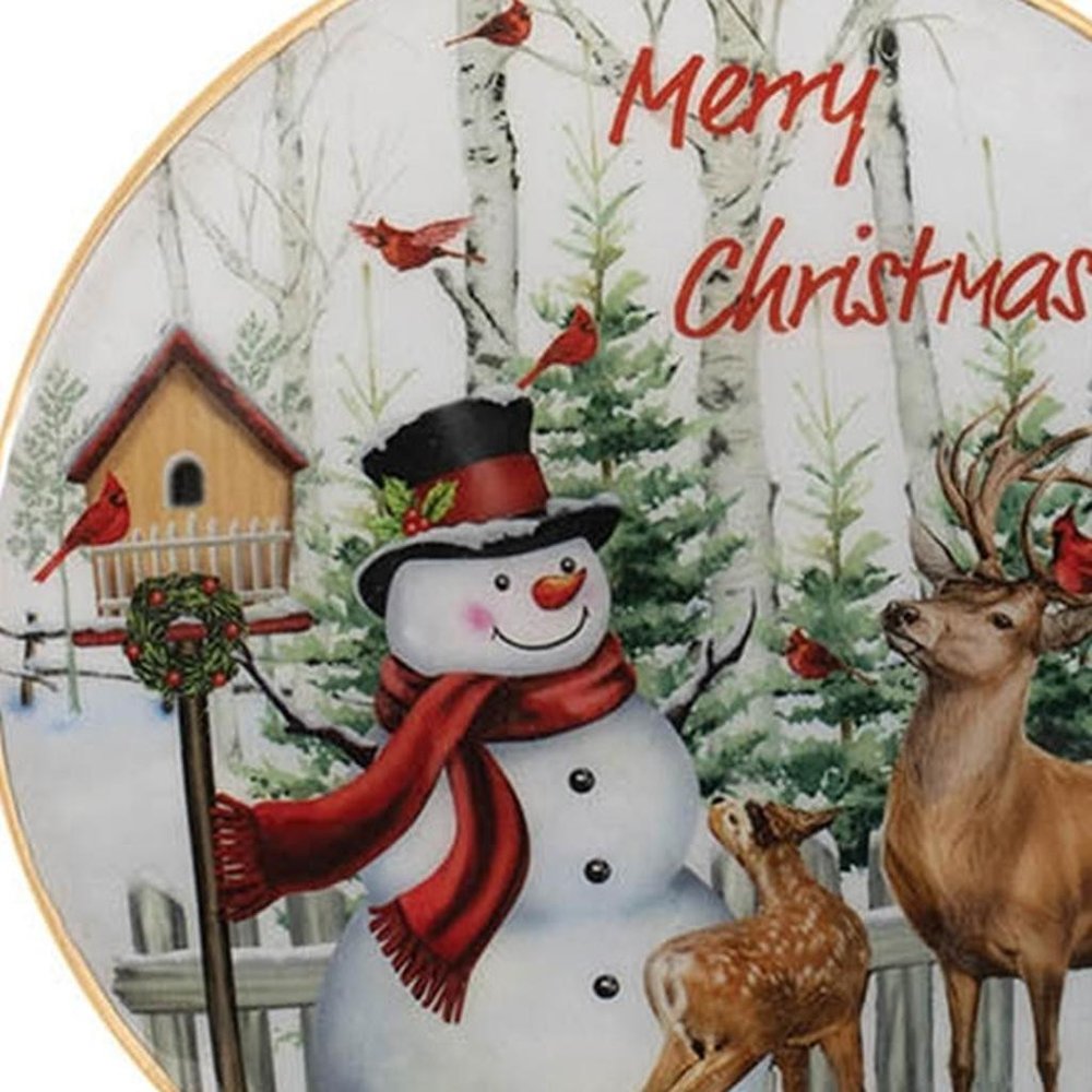 Set of Six White Brown And Red Shatterproof Iron Hanging Figurine Ornaments