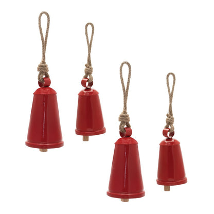 Set of Two Red And Beige Shatterproof Iron Hanging Figurine Ornaments