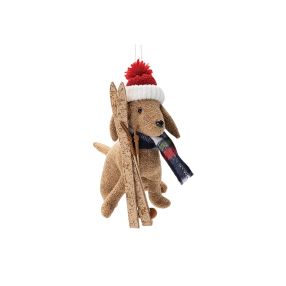 Set of Six Red White And Beige Shatterproof Hanging Figurine Ornaments