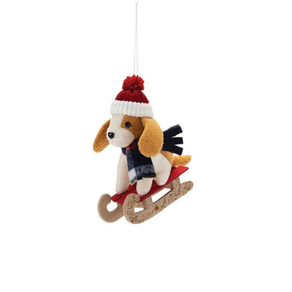 Set of Six Red White And Beige Shatterproof Hanging Figurine Ornaments