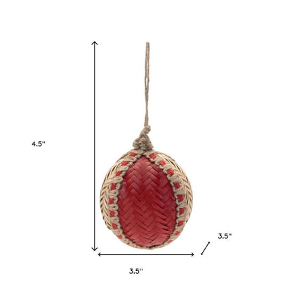 Set of Two Red And Beige Hanging Figurine Ornaments