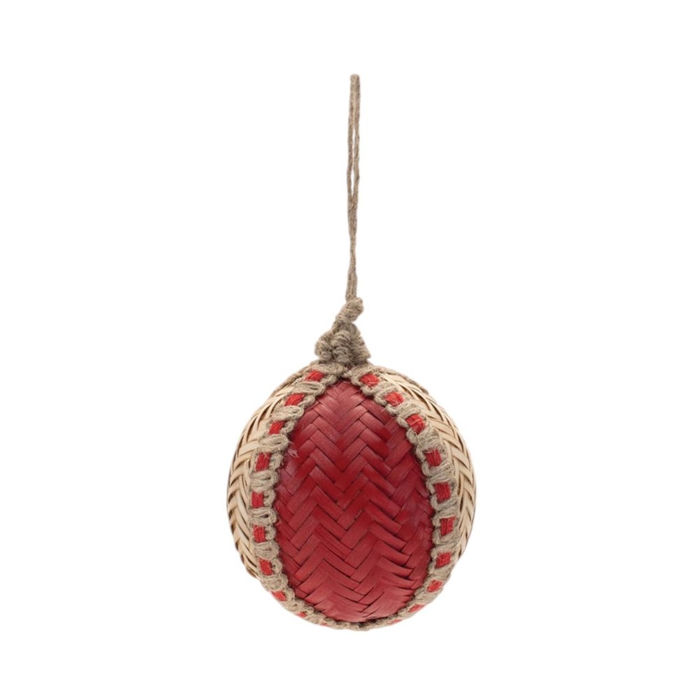 Set of Two Red And Beige Hanging Figurine Ornaments