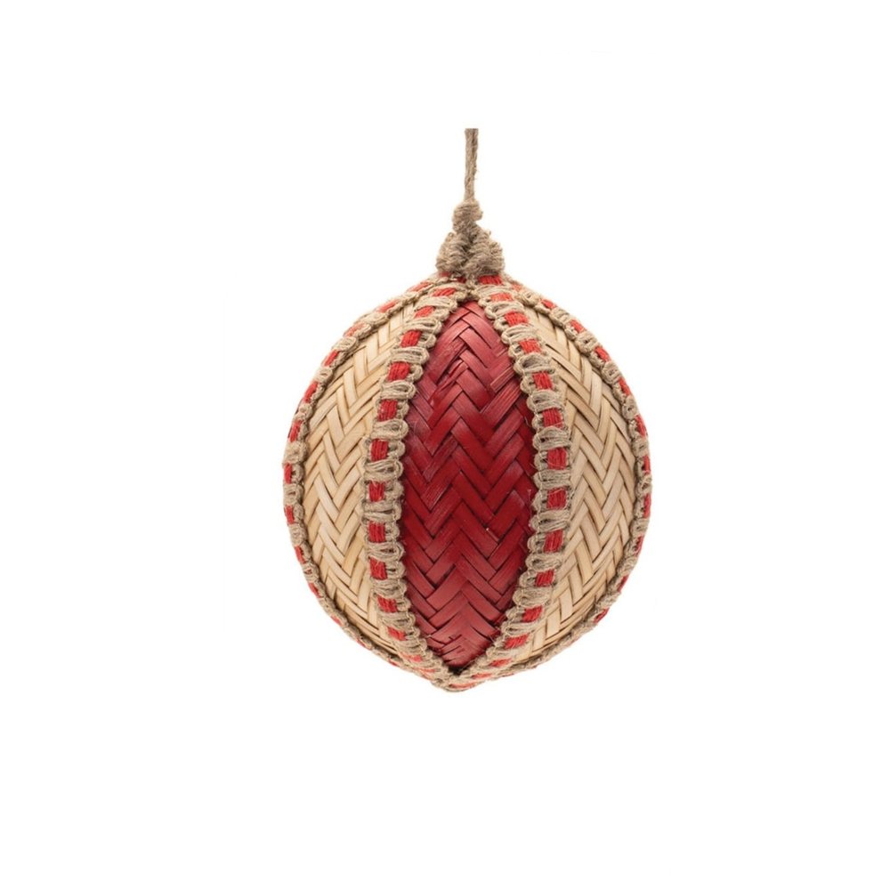 Set of Two Red And Beige Hanging Figurine Ornaments