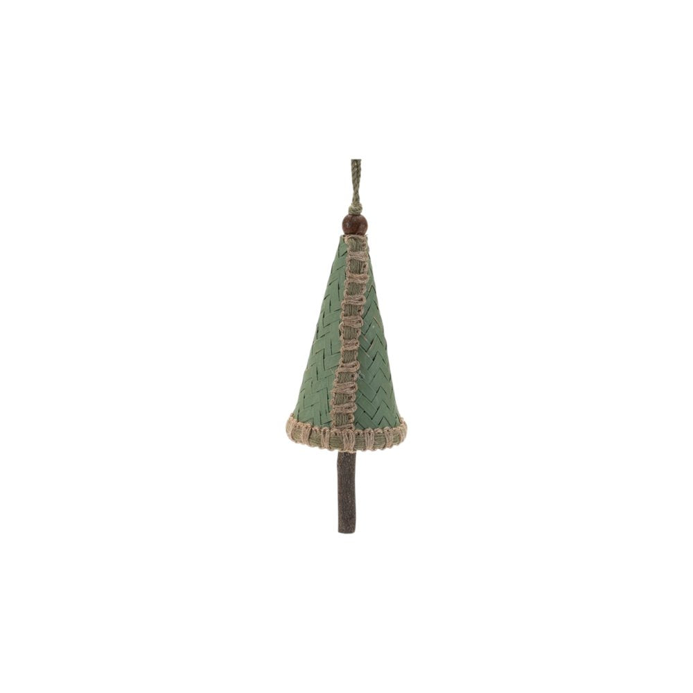 Set of Two Green And Beige Hanging Figurine Ornaments