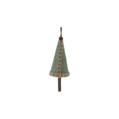 Set of Two Green And Beige Hanging Figurine Ornaments