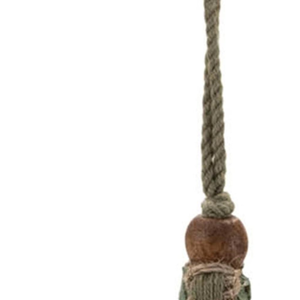 Set of Two Green And Beige Hanging Figurine Ornaments