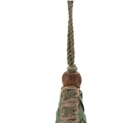 Set of Two Green And Beige Hanging Figurine Ornaments