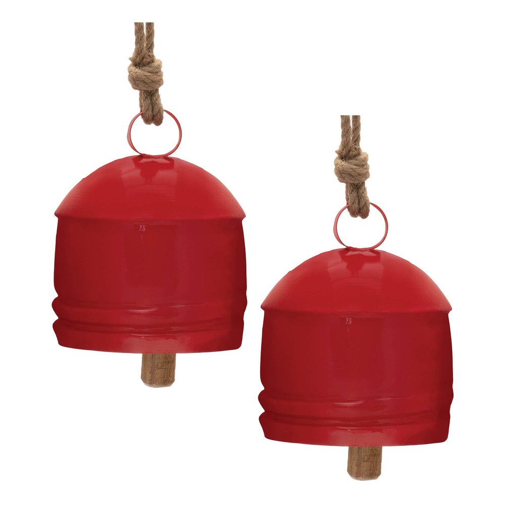 Set of Two Red And Brown Shatterproof Iron Hanging Figurine Ornaments