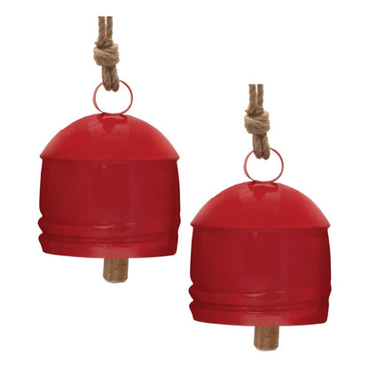 Set of Two Red And Brown Shatterproof Iron Hanging Figurine Ornaments