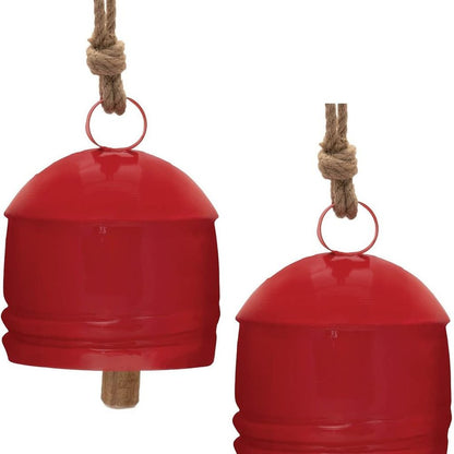 Set of Two Red And Brown Shatterproof Iron Hanging Figurine Ornaments