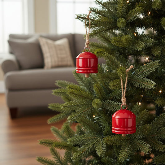Set of Two Red And Brown Shatterproof Iron Hanging Figurine Ornaments